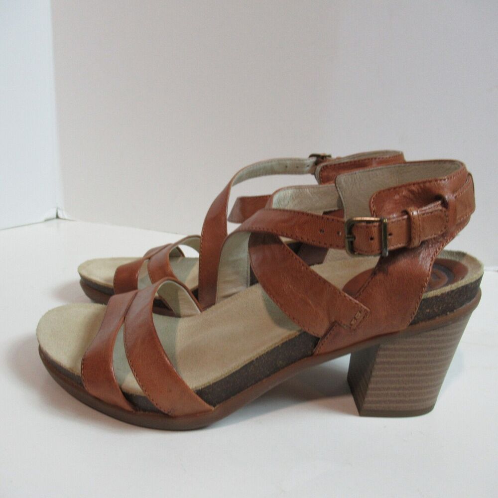 Abeo Brown Leather Strappy Block Heel Sandals